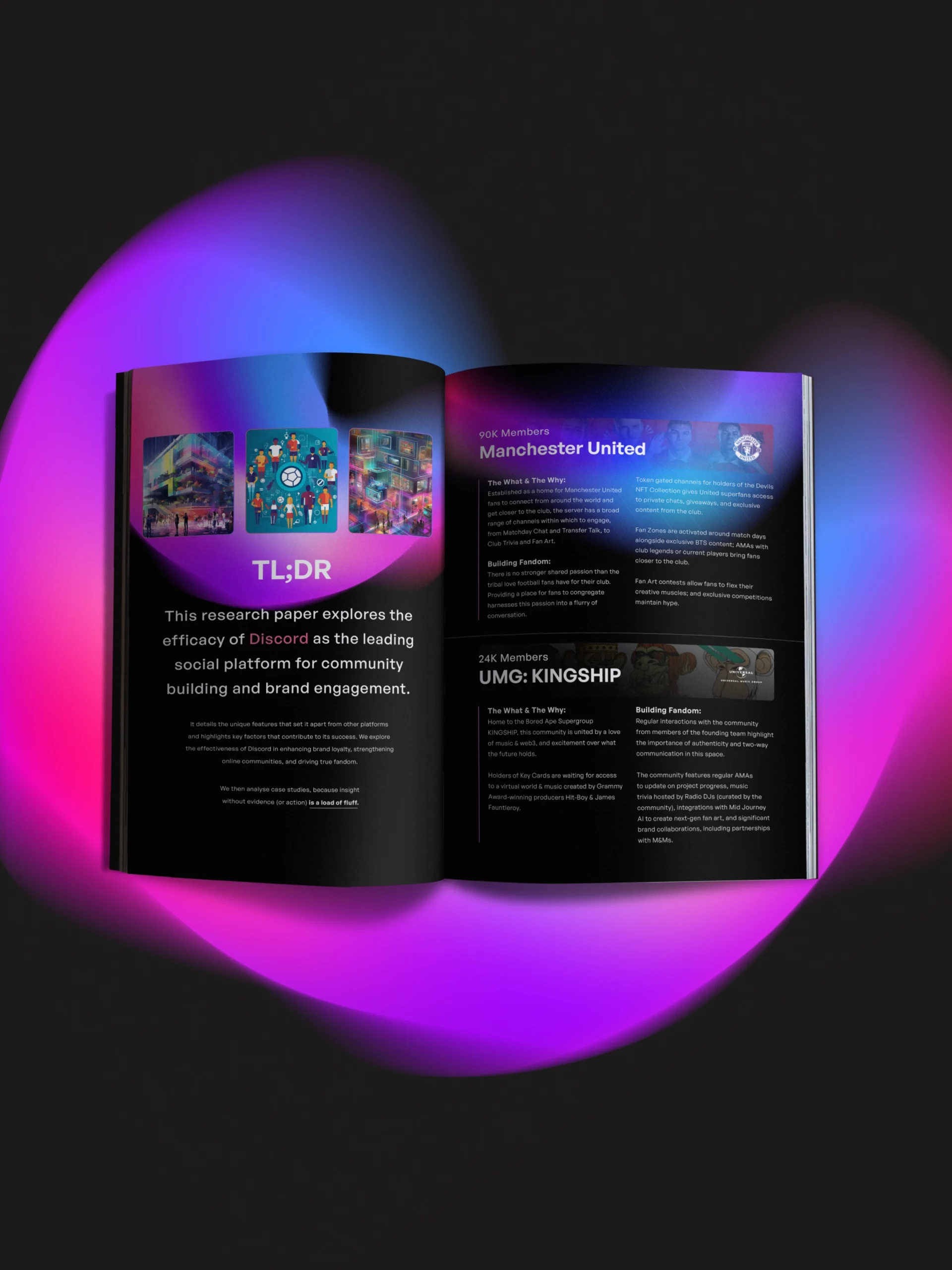GMGN Labs - Discord White Paper - Document Spread example 2 - Mobile An example spread taken from the GMGN Labs Discord white paper, across a branded background.